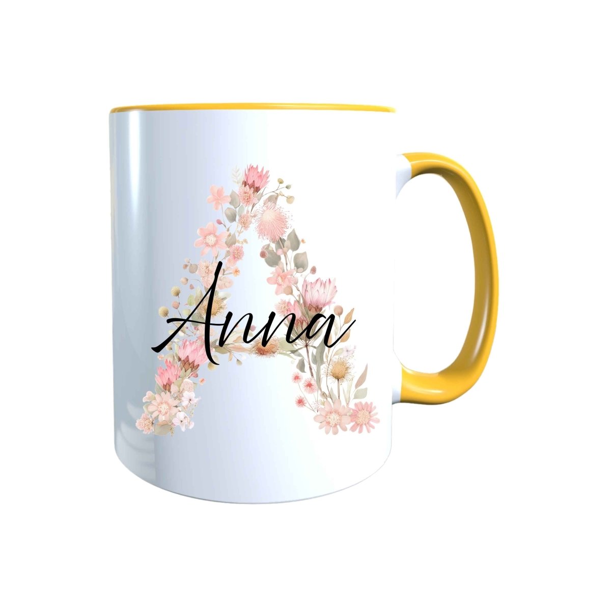 Personalisierte Keramik Tasse mit deinem Namen Blumen Motiv_0103T - Herz Jesu