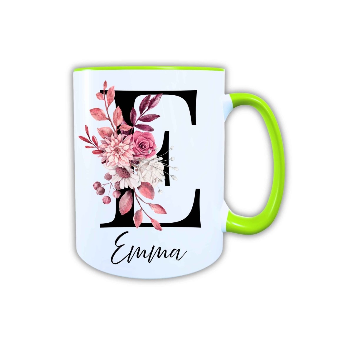 Personalisierte Keramik Tasse mit deinem Namen Blumen Motiv_0104T - Herz Jesu