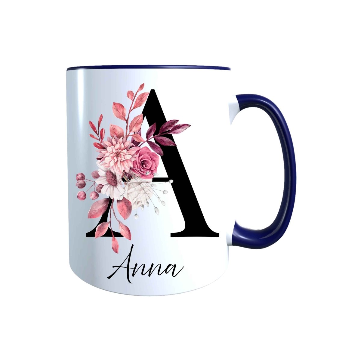 Personalisierte Keramik Tasse mit deinem Namen Blumen Motiv_0104T - Herz Jesu