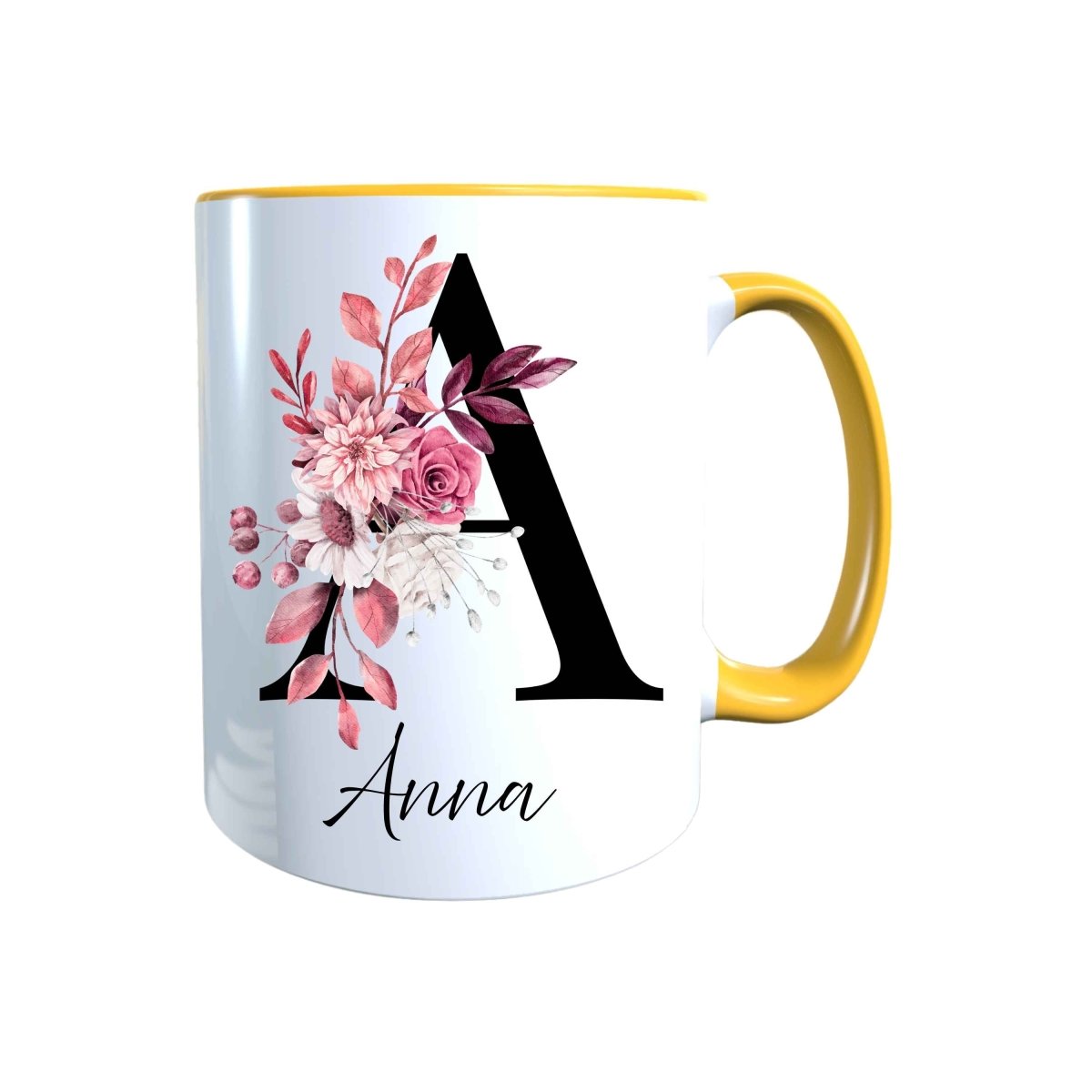 Personalisierte Keramik Tasse mit deinem Namen Blumen Motiv_0104T - Herz Jesu