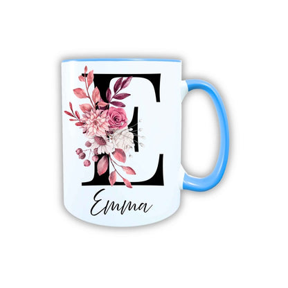 Personalisierte Keramik Tasse mit deinem Namen Blumen Motiv_0104T - Herz Jesu