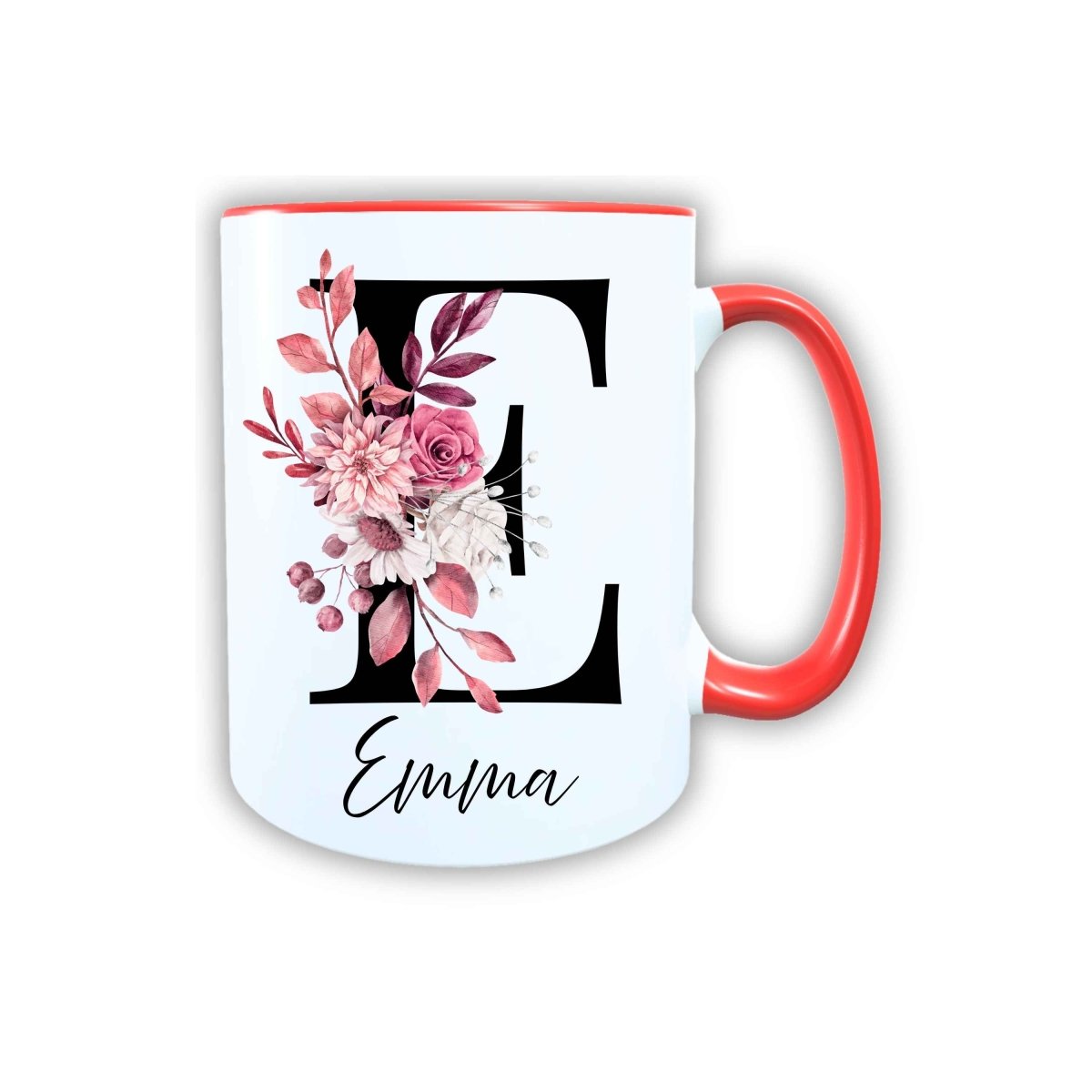 Personalisierte Keramik Tasse mit deinem Namen Blumen Motiv_0104T - Herz Jesu