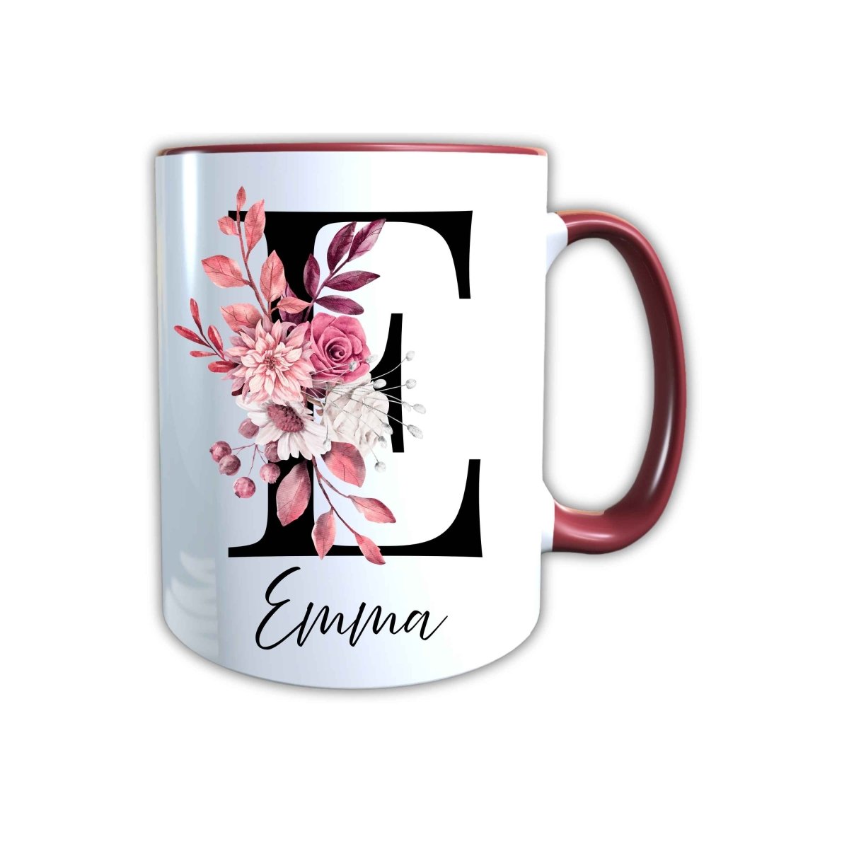 Personalisierte Keramik Tasse mit deinem Namen Blumen Motiv_0104T - Herz Jesu