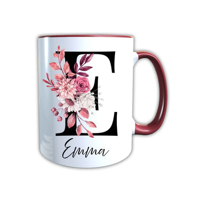 Personalisierte Keramik Tasse mit deinem Namen Blumen Motiv_0104T - Herz Jesu
