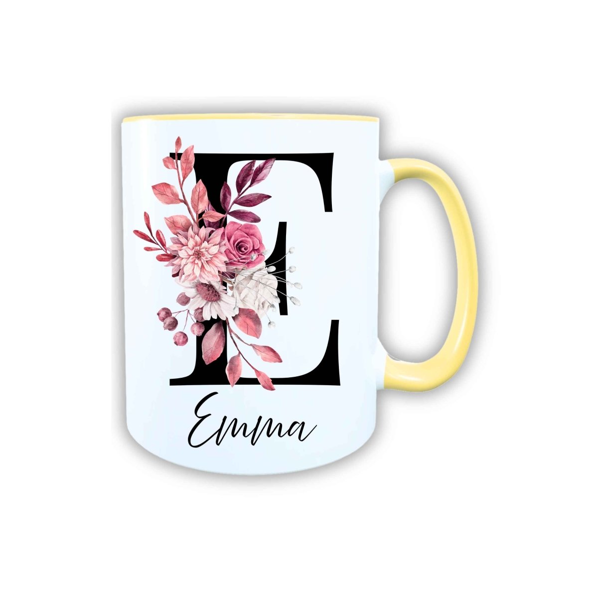 Personalisierte Keramik Tasse mit deinem Namen Blumen Motiv_0104T - Herz Jesu