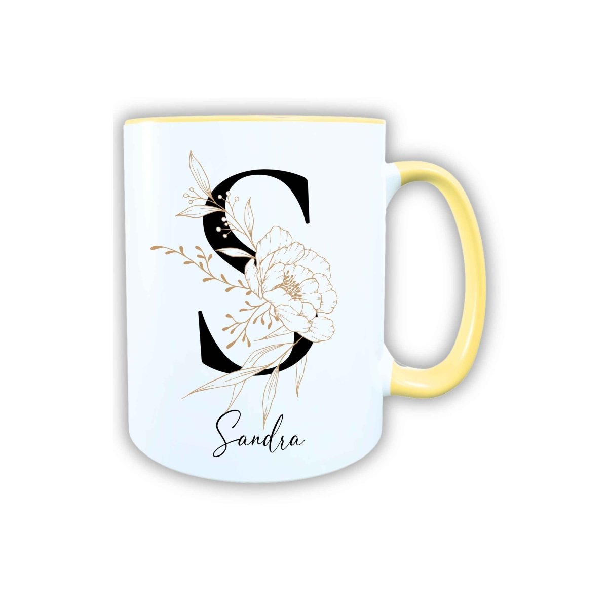 Personalisierte Keramik Tasse mit deinem Namen Blumen Motiv_0105T - Herz Jesu