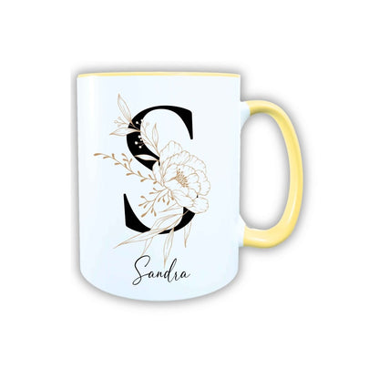 Personalisierte Keramik Tasse mit deinem Namen Blumen Motiv_0105T - Herz Jesu