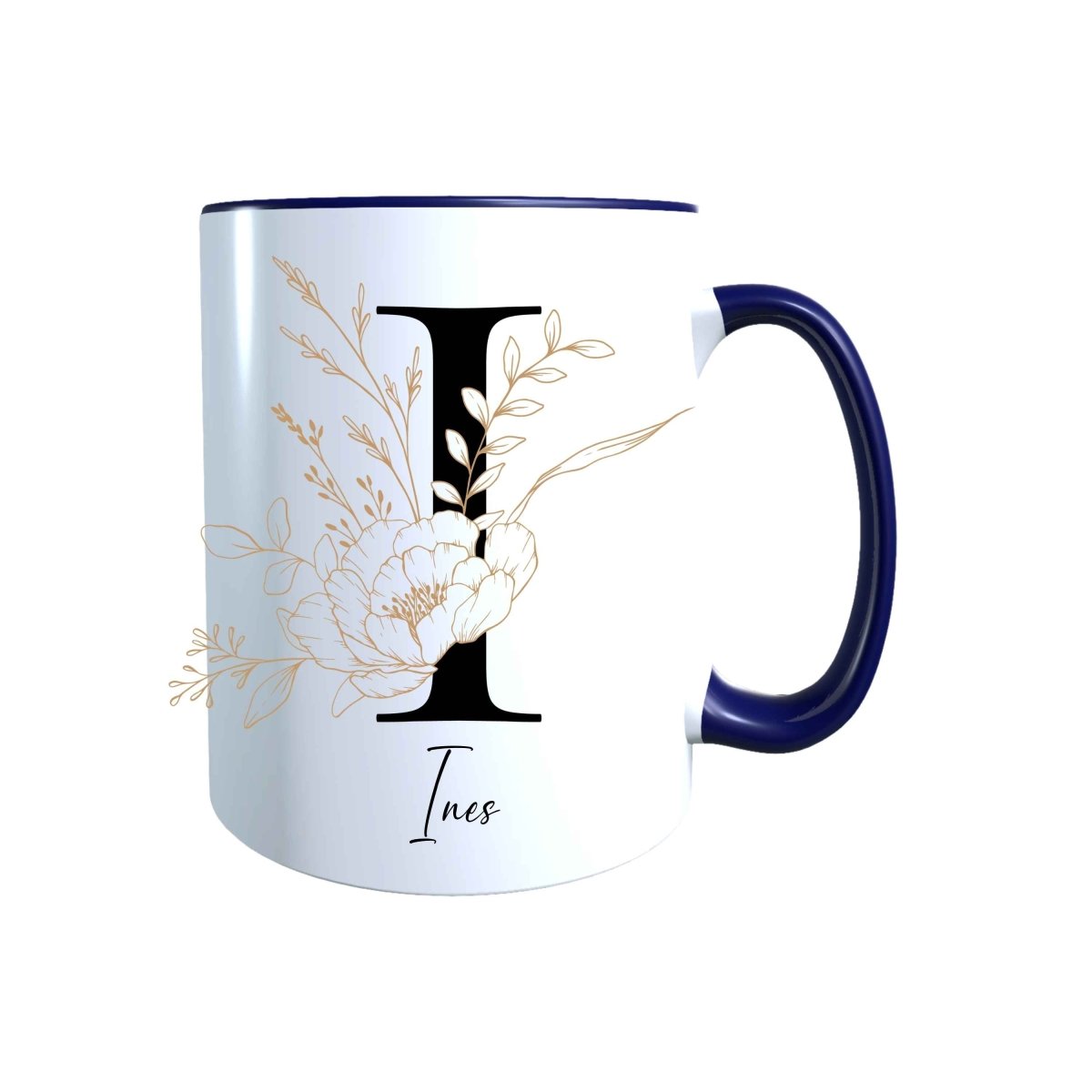 Personalisierte Keramik Tasse mit deinem Namen Blumen Motiv_0105T - Herz Jesu