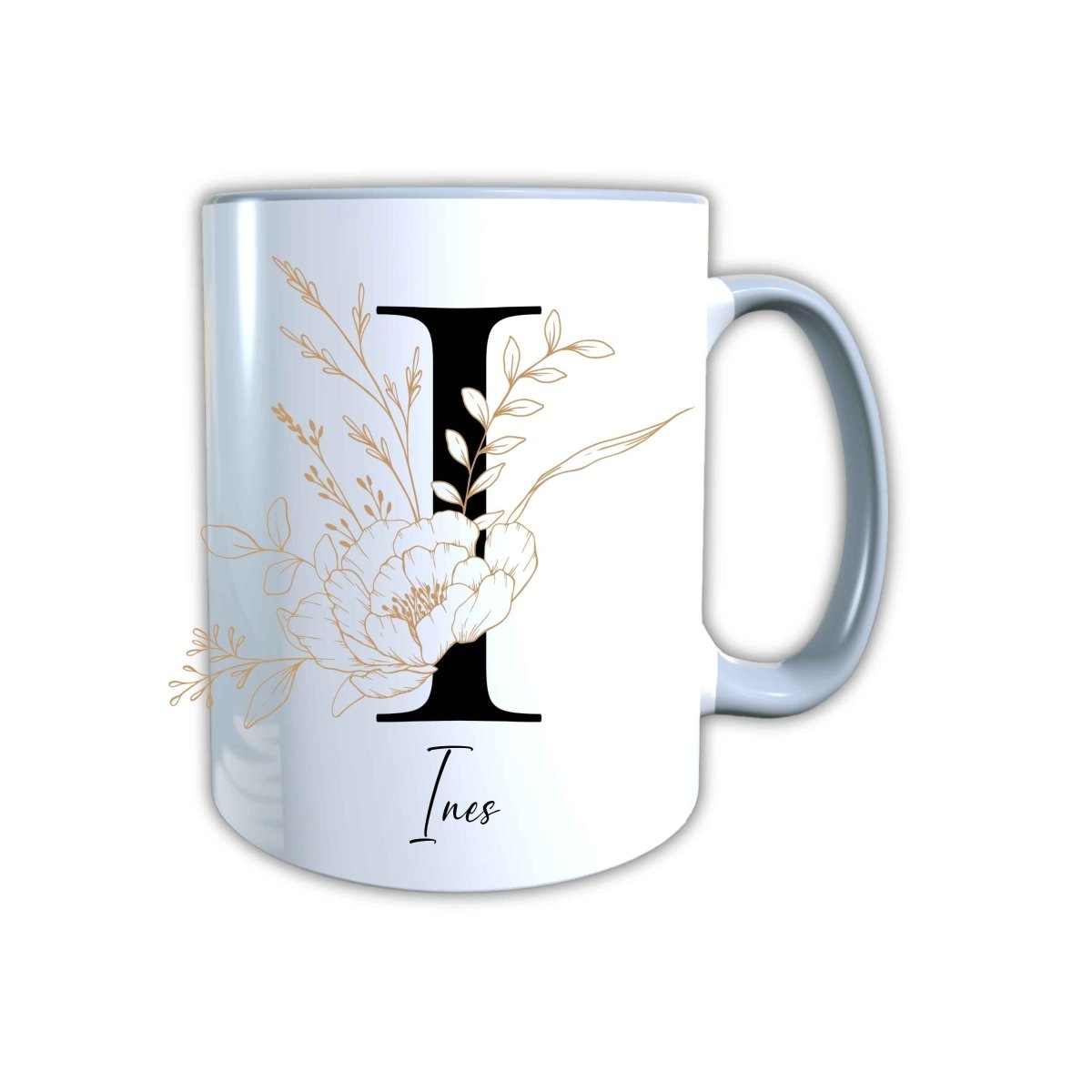 Personalisierte Keramik Tasse mit deinem Namen Blumen Motiv_0105T - Herz Jesu