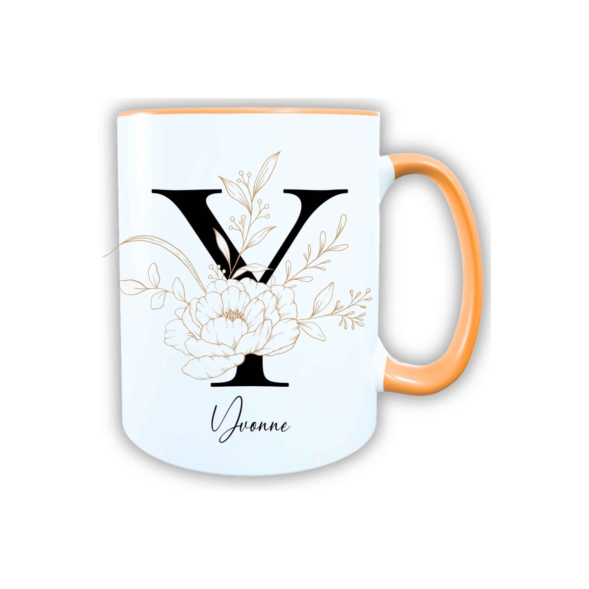 Personalisierte Keramik Tasse mit deinem Namen Blumen Motiv_0105T - Herz Jesu