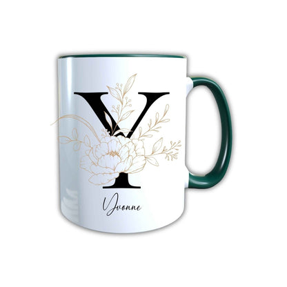 Personalisierte Keramik Tasse mit deinem Namen Blumen Motiv_0105T - Herz Jesu