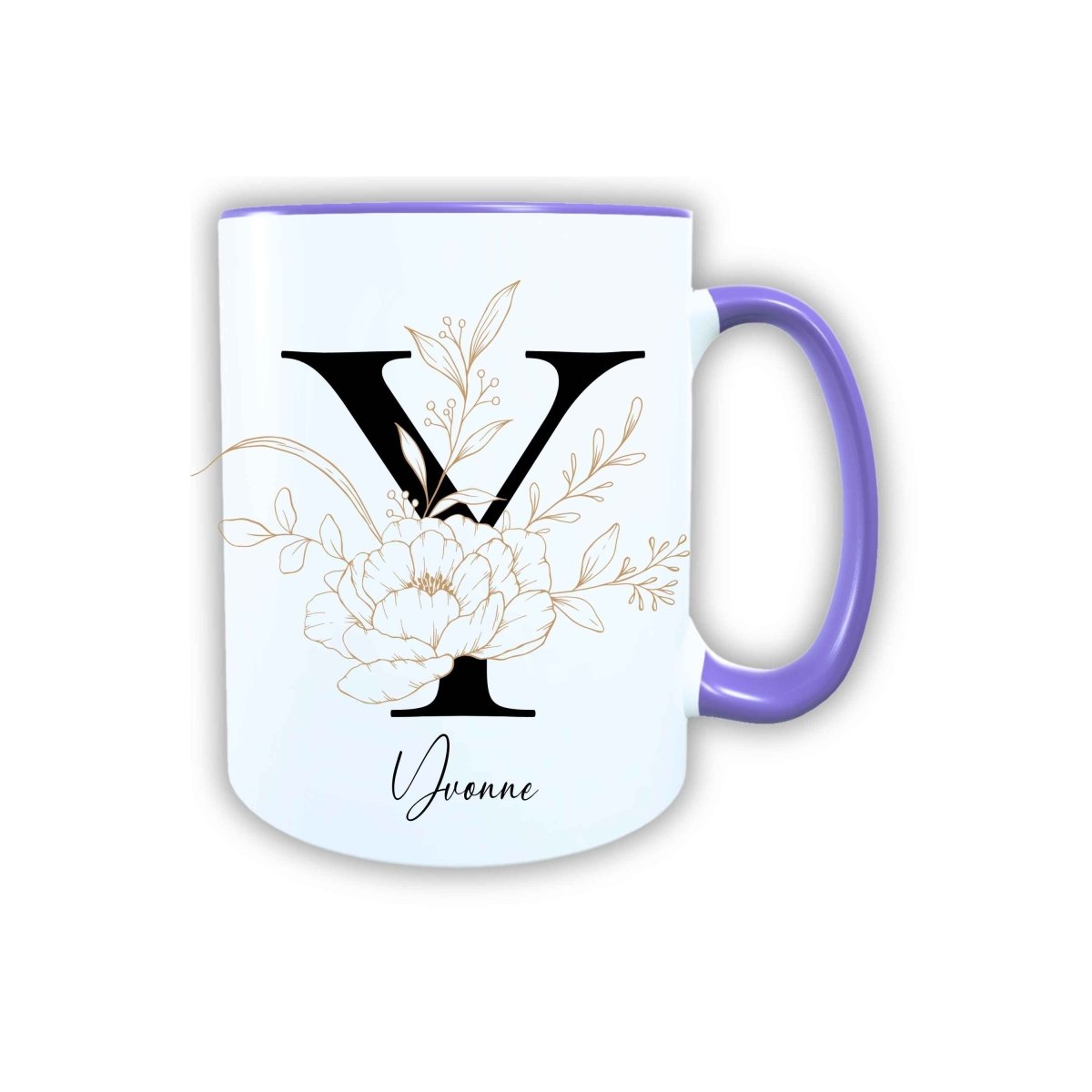 Personalisierte Keramik Tasse mit deinem Namen Blumen Motiv_0105T - Herz Jesu