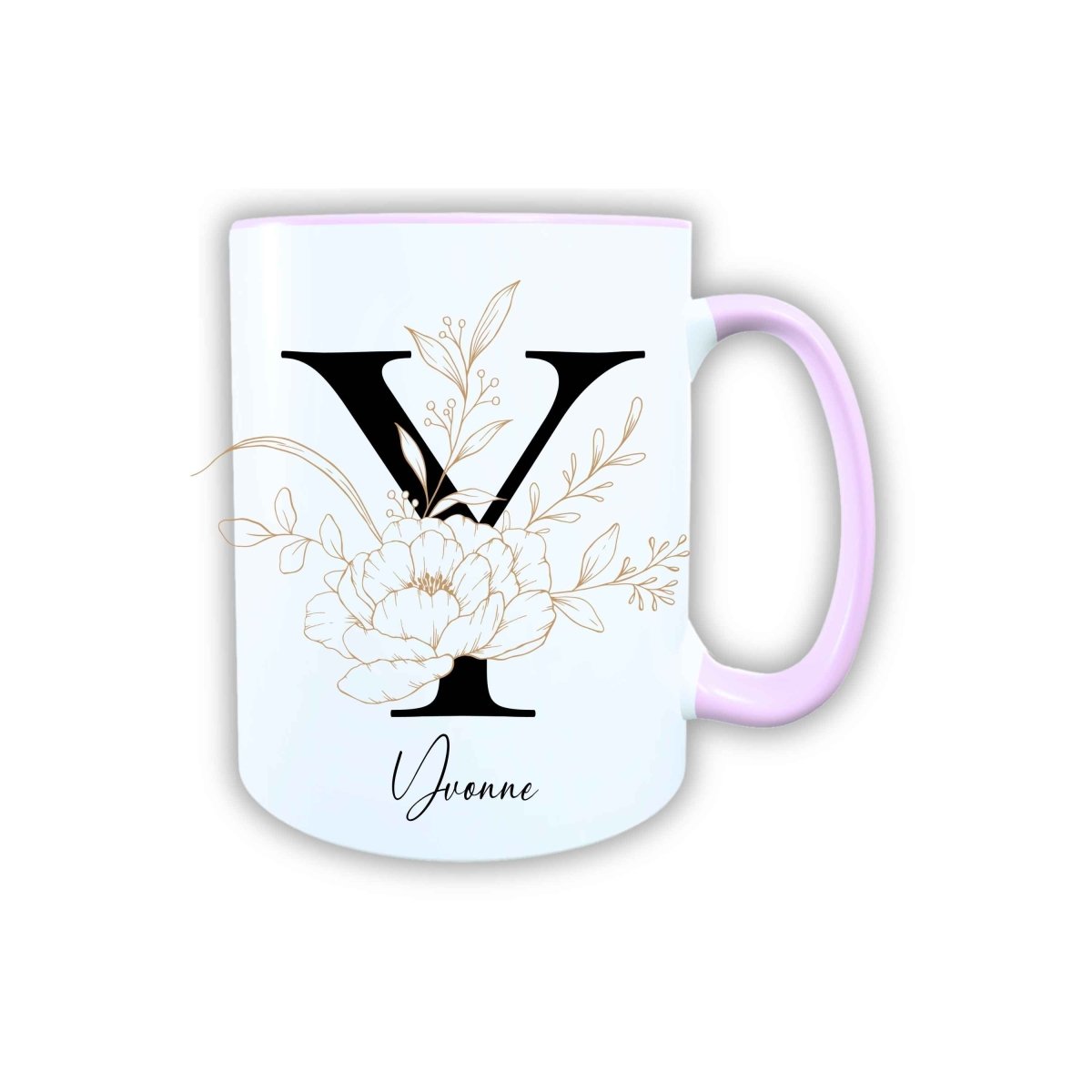 Personalisierte Keramik Tasse mit deinem Namen Blumen Motiv_0105T - Herz Jesu