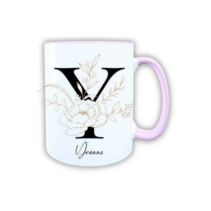 Personalisierte Keramik Tasse mit deinem Namen Blumen Motiv_0105T - Herz Jesu