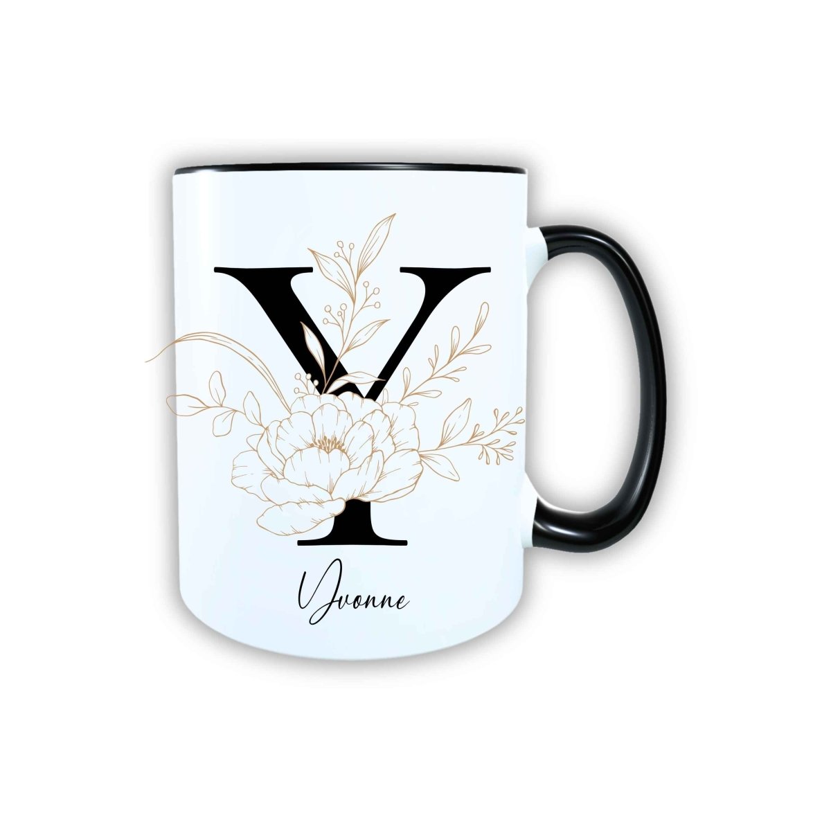 Personalisierte Keramik Tasse mit deinem Namen Blumen Motiv_0105T - Herz Jesu