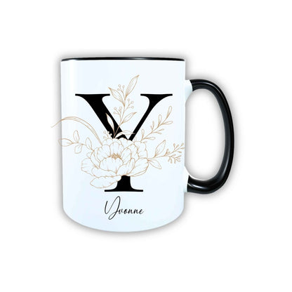 Personalisierte Keramik Tasse mit deinem Namen Blumen Motiv_0105T - Herz Jesu