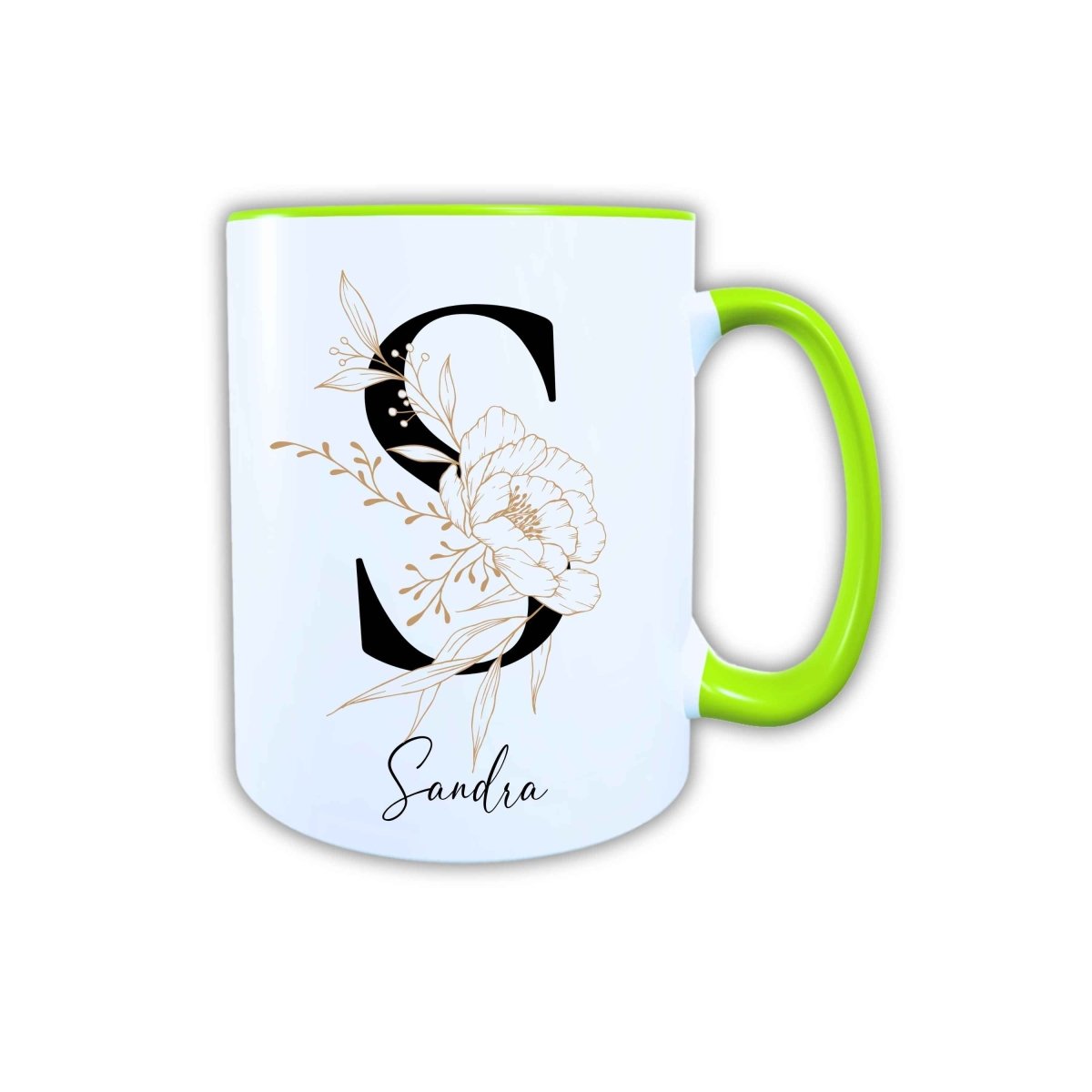 Personalisierte Keramik Tasse mit deinem Namen Blumen Motiv_0105T - Herz Jesu