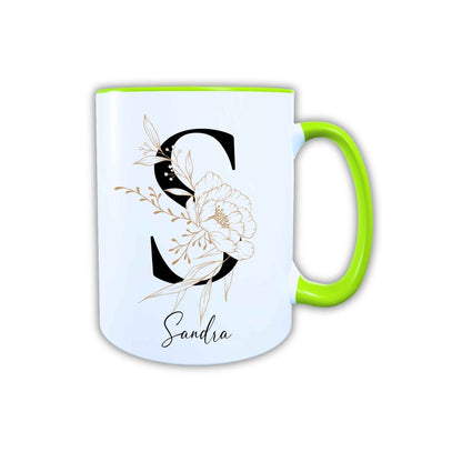 Personalisierte Keramik Tasse mit deinem Namen Blumen Motiv_0105T - Herz Jesu