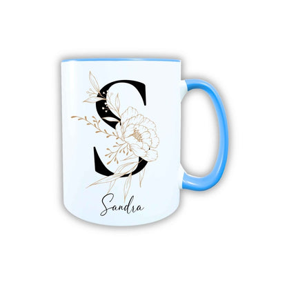 Personalisierte Keramik Tasse mit deinem Namen Blumen Motiv_0105T - Herz Jesu