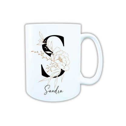 Personalisierte Keramik Tasse mit deinem Namen Blumen Motiv_0105T - Herz Jesu