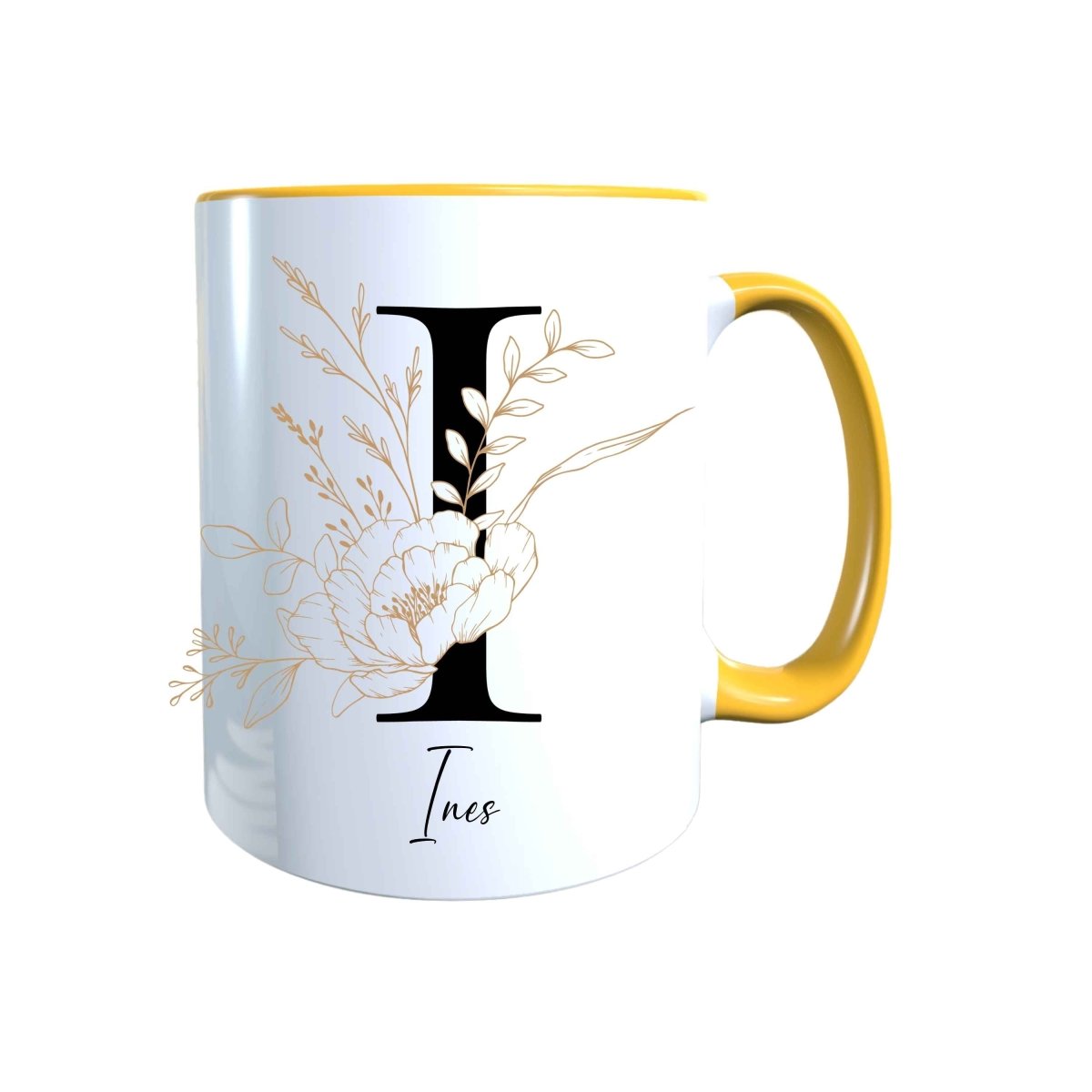 Personalisierte Keramik Tasse mit deinem Namen Blumen Motiv_0105T - Herz Jesu