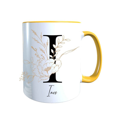 Personalisierte Keramik Tasse mit deinem Namen Blumen Motiv_0105T - Herz Jesu