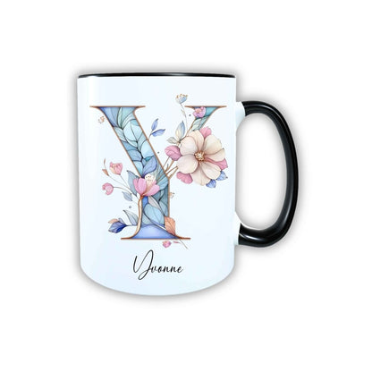 Personalisierte Keramik Tasse mit deinem Namen Blumen Motiv_0106T - Herz Jesu