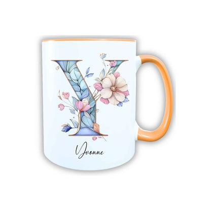 Personalisierte Keramik Tasse mit deinem Namen Blumen Motiv_0106T - Herz Jesu