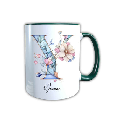Personalisierte Keramik Tasse mit deinem Namen Blumen Motiv_0106T - Herz Jesu