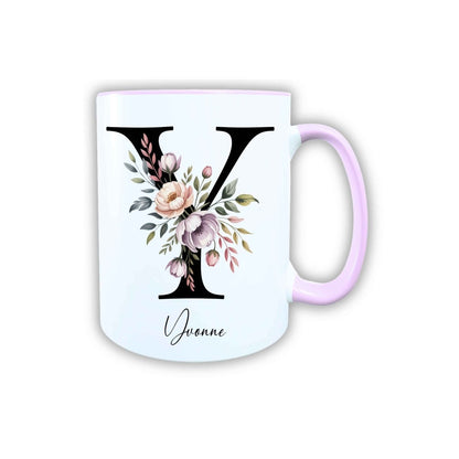 Personalisierte Keramik Tasse mit deinem Namen Blumen Motiv_0107T - Herz Jesu