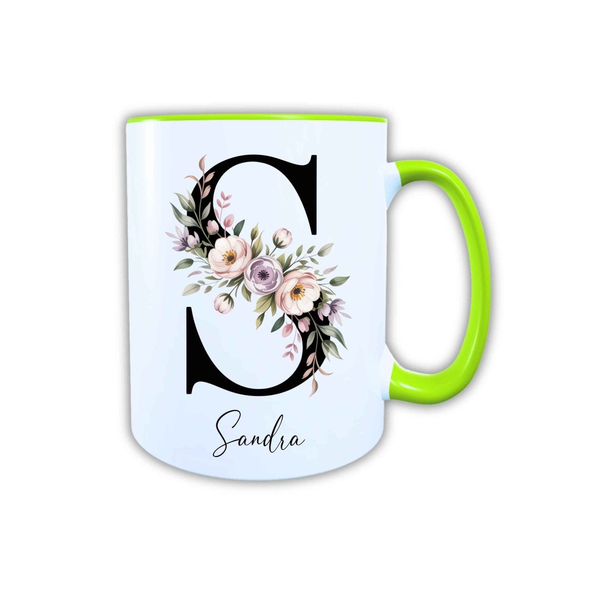 Personalisierte Keramik Tasse mit deinem Namen Blumen Motiv_0107T - Herz Jesu