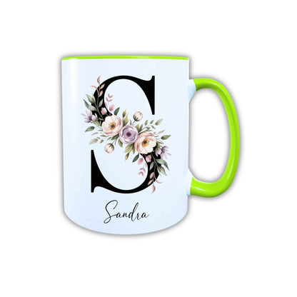 Personalisierte Keramik Tasse mit deinem Namen Blumen Motiv_0107T - Herz Jesu
