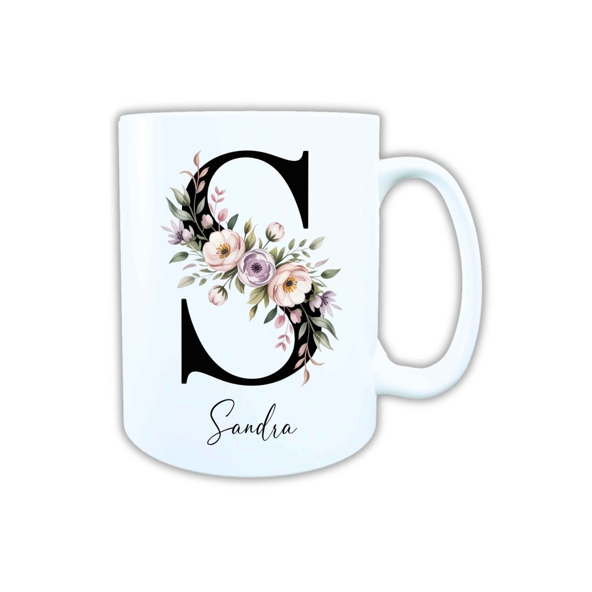 Personalisierte Keramik Tasse mit deinem Namen Blumen Motiv_0107T - Herz Jesu