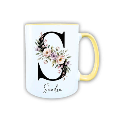 Personalisierte Keramik Tasse mit deinem Namen Blumen Motiv_0107T - Herz Jesu