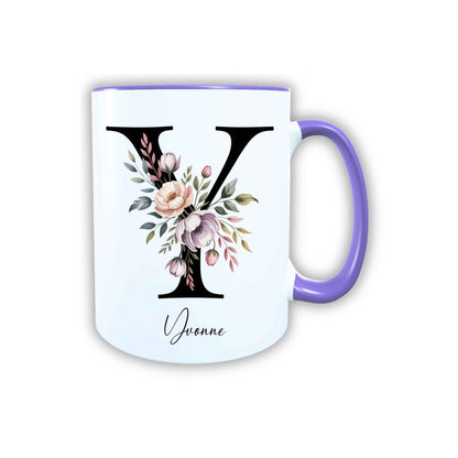 Personalisierte Keramik Tasse mit deinem Namen Blumen Motiv_0107T - Herz Jesu