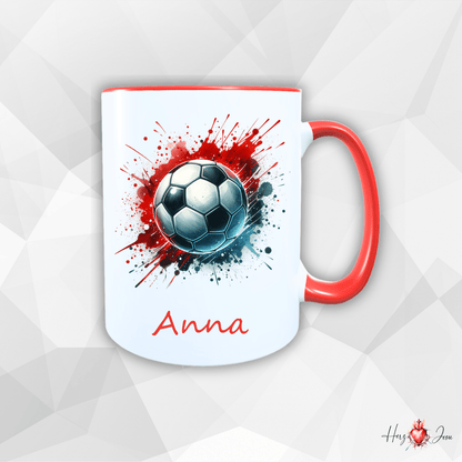 Personalisierte Keramik Tasse mit deinem Namen Fußball Kindertasse_0078T - Herz Jesu