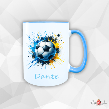 Personalisierte Keramik Tasse mit deinem Namen Fußball Kindertasse_0078T - Herz Jesu
