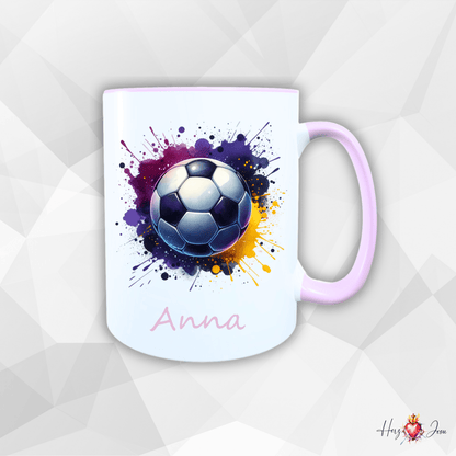 Personalisierte Keramik Tasse mit deinem Namen Fußball Kindertasse_0078T - Herz Jesu