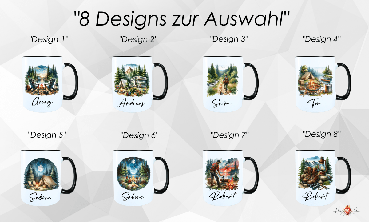 Personalisierte Keramik Tasse mit deinem Namen Outdoor Camping_0058T - Herz Jesu