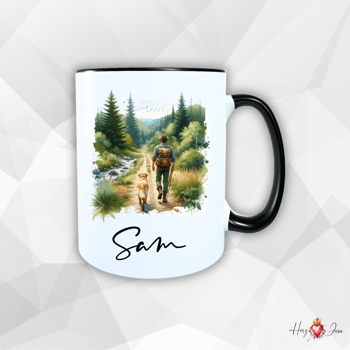 Personalisierte Keramik Tasse mit deinem Namen Outdoor Camping_0058T - Herz Jesu