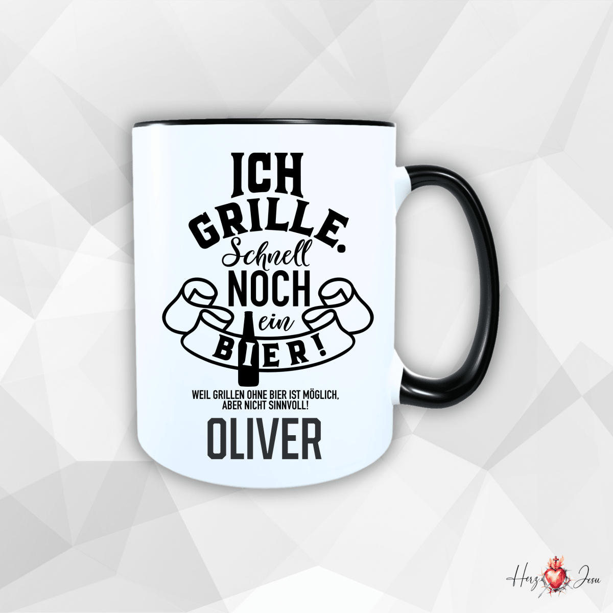 Personalisierte Keramik Tasse mit deinem Namen Outdoor Camping_0080T - Herz Jesu