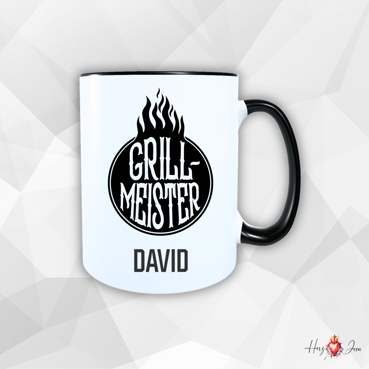 Personalisierte Keramik Tasse mit deinem Namen Outdoor Camping_0080T - Herz Jesu