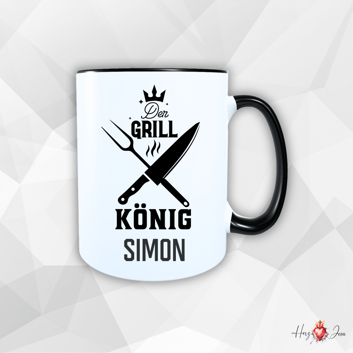 Personalisierte Keramik Tasse mit deinem Namen Outdoor Camping_0080T - Herz Jesu