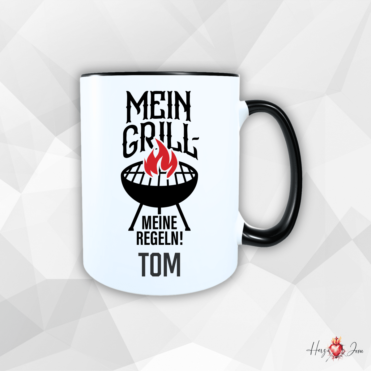 Personalisierte Keramik Tasse mit deinem Namen Outdoor Camping_0080T - Herz Jesu
