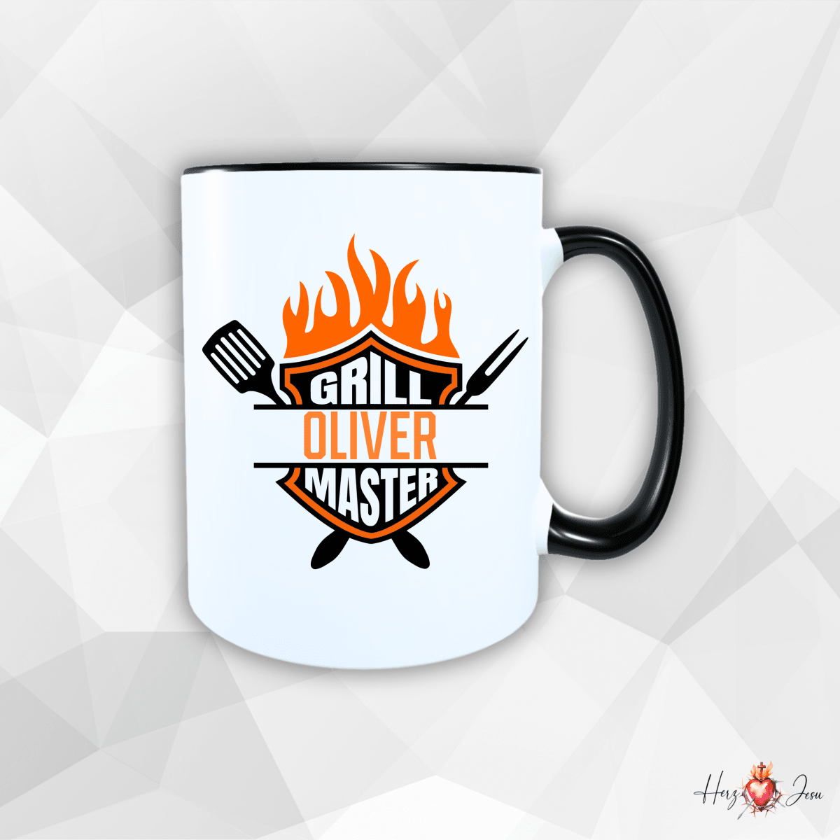 Personalisierte Keramik Tasse mit deinem Namen Outdoor Camping_0080T - Herz Jesu