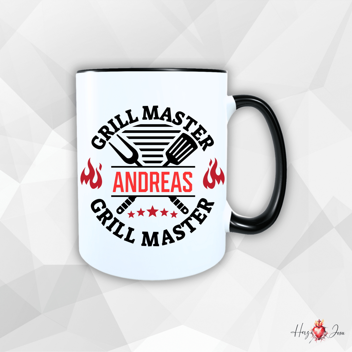 Personalisierte Keramik Tasse mit deinem Namen Outdoor Camping_0080T - Herz Jesu