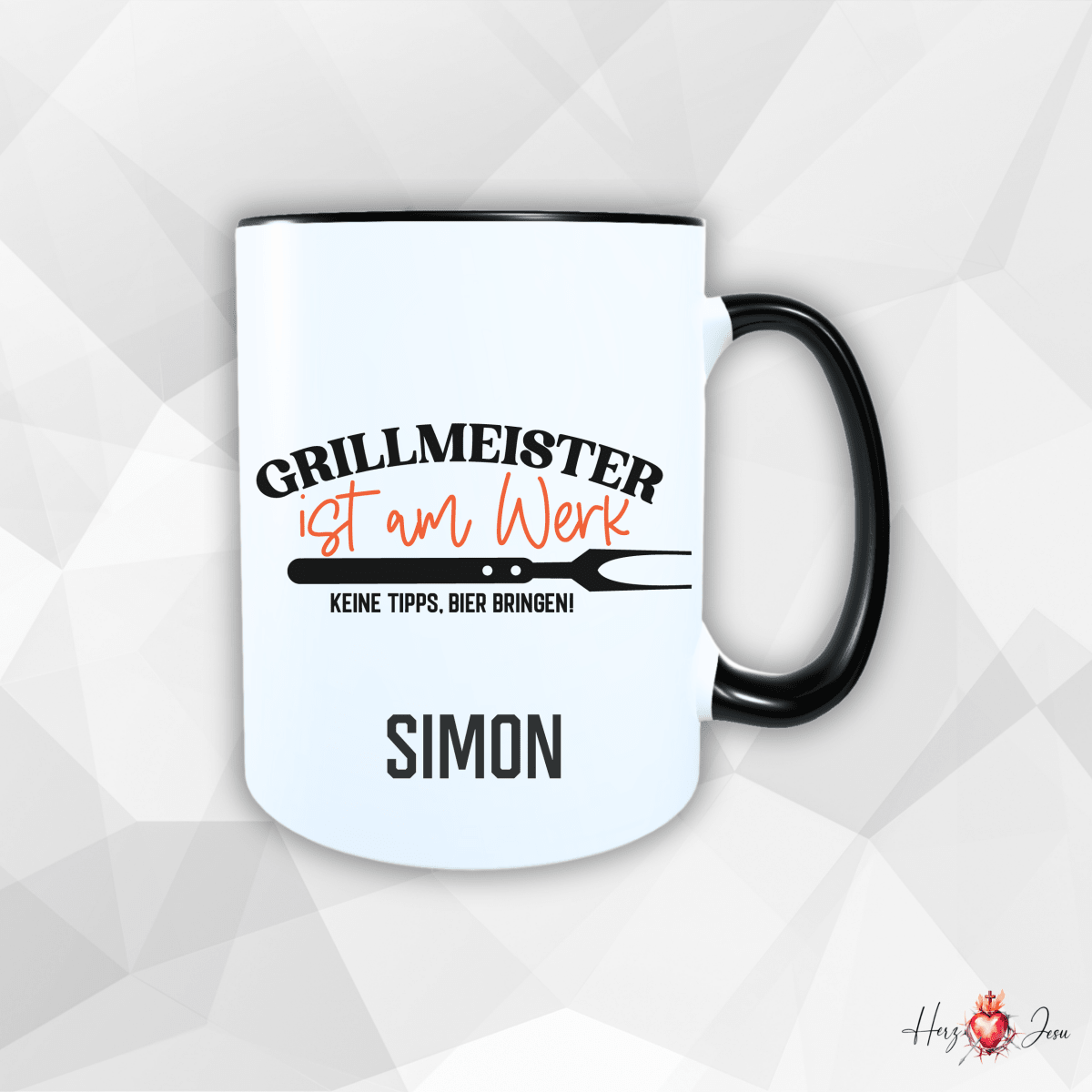 Personalisierte Keramik Tasse mit deinem Namen Outdoor Camping_0081T - Herz Jesu