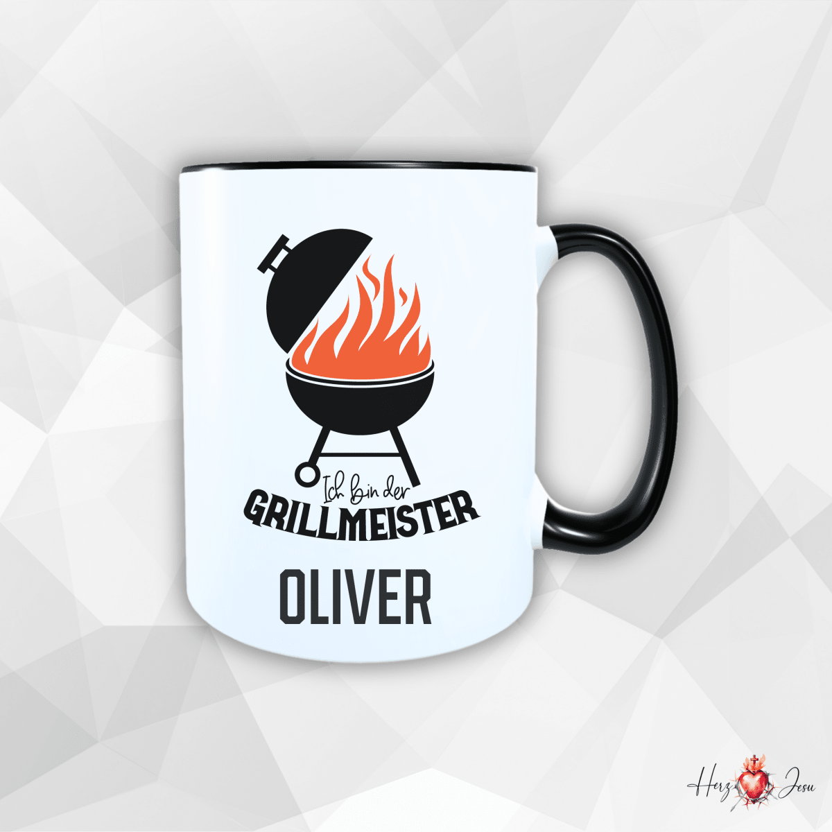 Personalisierte Keramik Tasse mit deinem Namen Outdoor Camping_0081T - Herz Jesu
