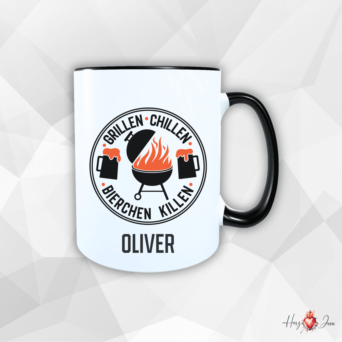 Personalisierte Keramik Tasse mit deinem Namen Outdoor Camping_0081T - Herz Jesu