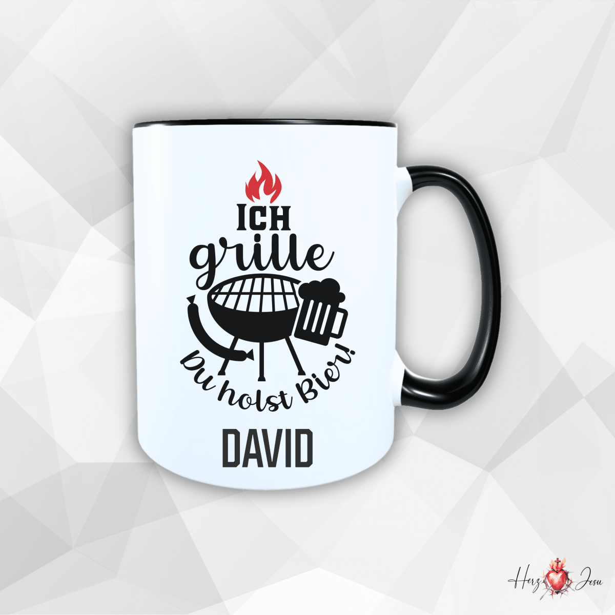 Personalisierte Keramik Tasse mit deinem Namen Outdoor Camping_0081T - Herz Jesu